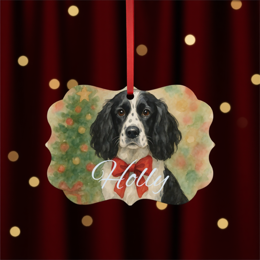 Festive Personalized Springer Spaniel Ornament, Celebrate the season with this timeless tribute to your loyal English Springer.