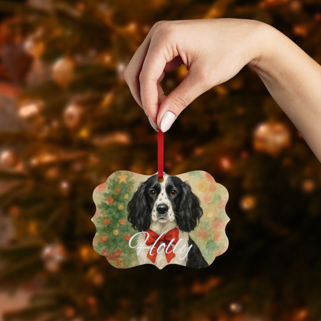 Festive Personalized Springer Spaniel Ornament, Celebrate the season with this timeless tribute to your loyal English Springer.