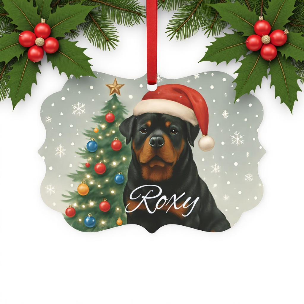 Personalized Rottweiler Tree Ornament, this metal tree ornament is more than a seasonal decoration—it's a heartfelt tribute to rottie enthusiast.