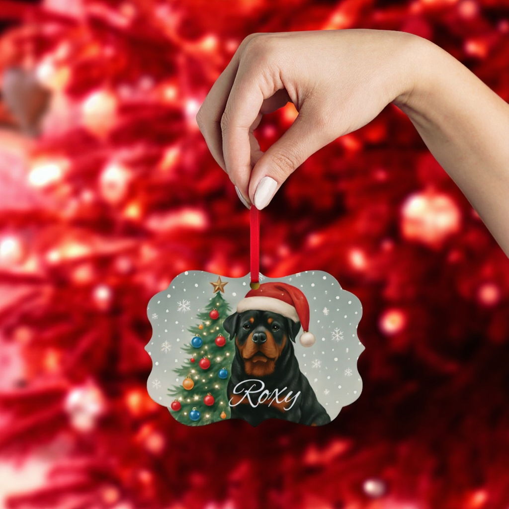 Personalized Rottweiler Tree Ornament, this metal tree ornament is more than a seasonal decoration—it's a heartfelt tribute to rottie enthusiast.