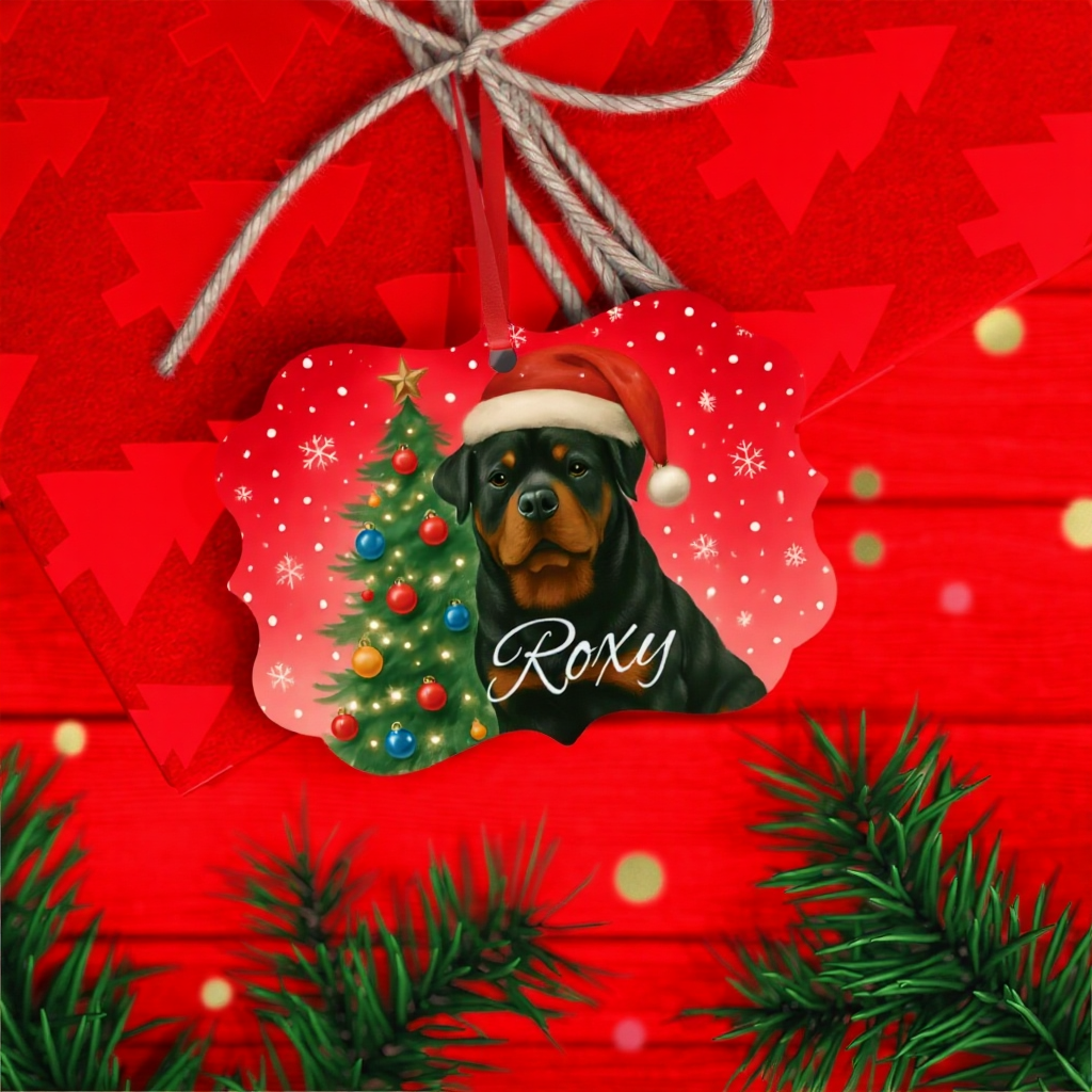 Personalized Rottweiler Tree Ornament, this metal tree ornament is more than a seasonal decoration—it's a heartfelt tribute to rottie enthusiast.