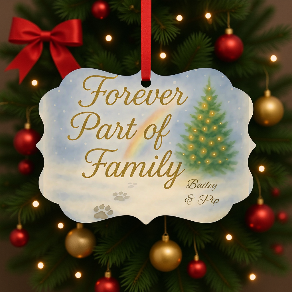 Rainbow Bridge Remembrance Ornament, serves as a beautiful pet memorial bauble for your remembrance tree