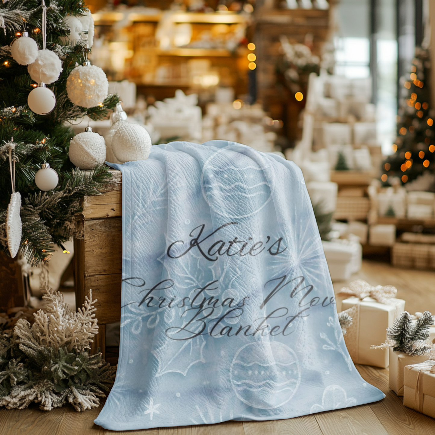 Personalised Christmas Movie Blanket,you can customize it as a custom name blanket, making every snuggle blanket moment uniquely yours.