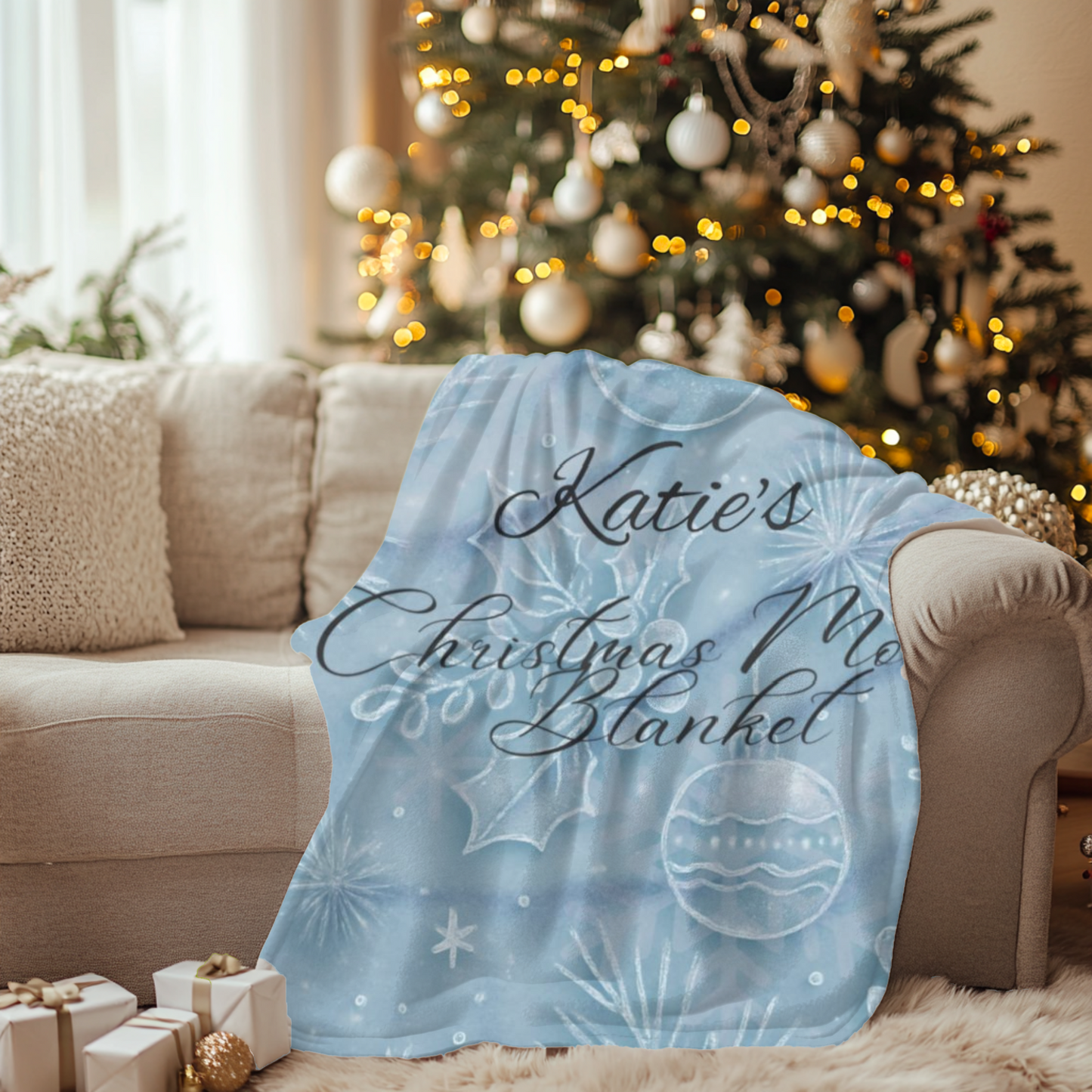 Personalised Christmas Movie Blanket,you can customize it as a custom name blanket, making every snuggle blanket moment uniquely yours.