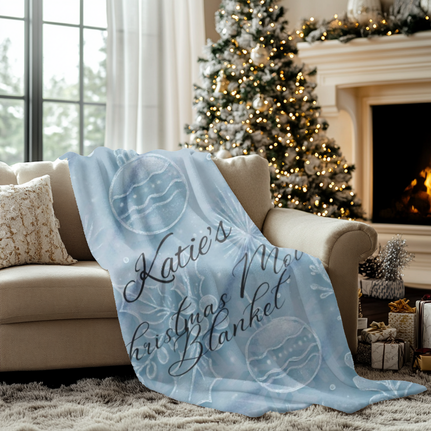 Personalised Christmas Movie Blanket,you can customize it as a custom name blanket, making every snuggle blanket moment uniquely yours.