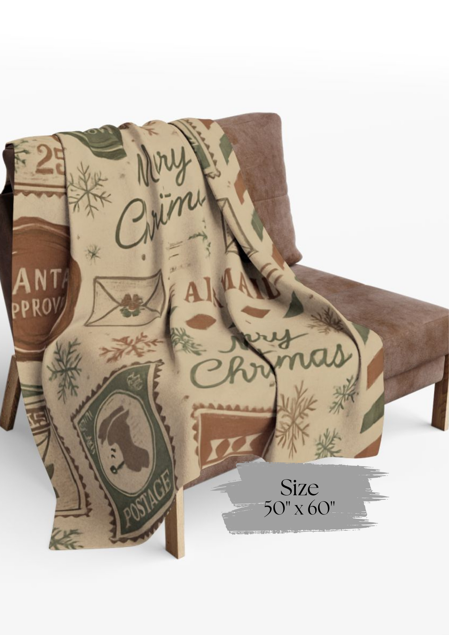 Festive Vintage Santa Snuggle Blanket, With a pattern reminiscent of a letter to Santa, it adds a whimsical touch to any festive home.