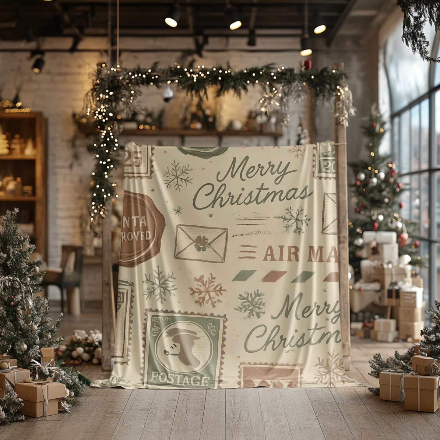 Festive Vintage Santa Snuggle Blanket, With a pattern reminiscent of a letter to Santa, it adds a whimsical touch to any festive home.
