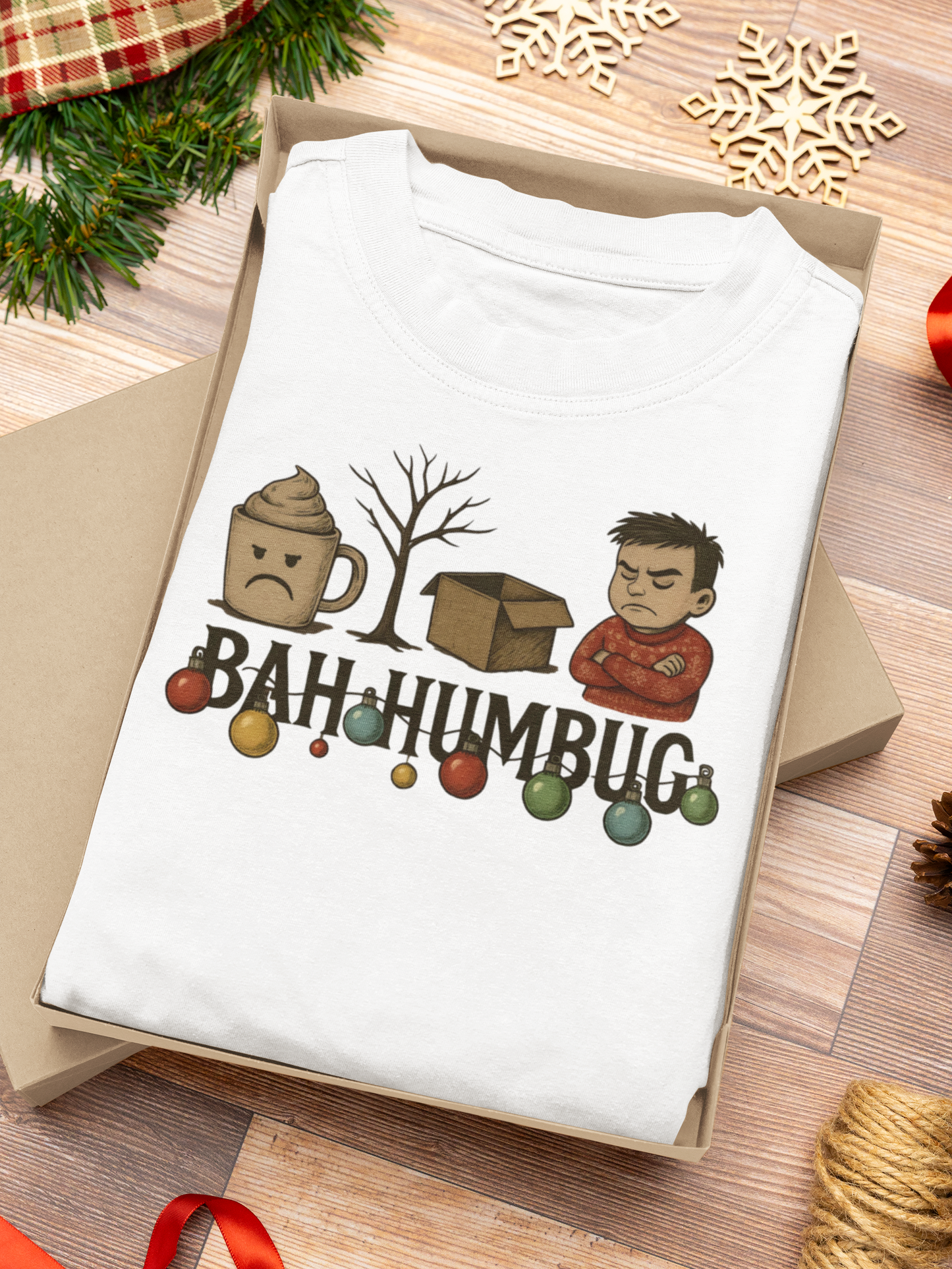 Bah Humbug T-Shirt, Secret Santa Gift, Whether it's a witty secret Santa exchange or a quirky staff gift, this Bah Humbug tee is a memorable addition to any collection.