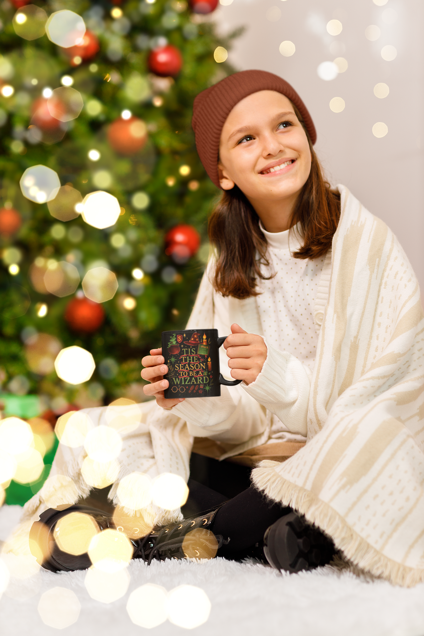 Festive Wizard Mug, Harry Potter Gift, Ideal for any Harry Potter fan, this delightful mug radiates a magical theme, capturing the essence of a Hogwarts Christmas.