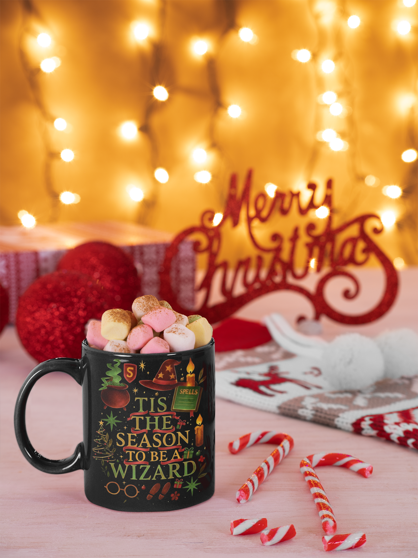 Festive Wizard Mug, Harry Potter Gift, Ideal for any Harry Potter fan, this delightful mug radiates a magical theme, capturing the essence of a Hogwarts Christmas.