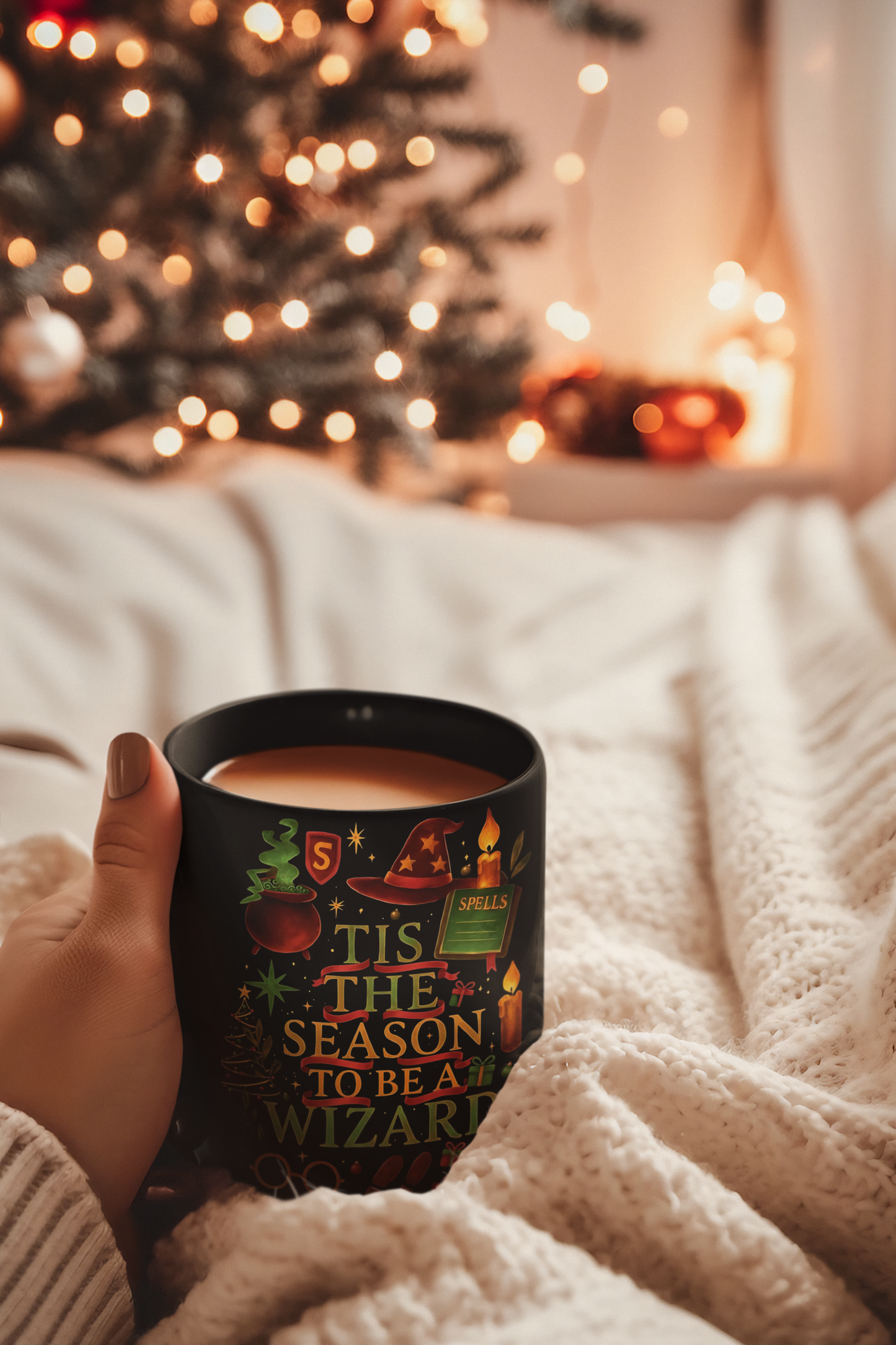 Festive Wizard Mug, Harry Potter Gift, Ideal for any Harry Potter fan, this delightful mug radiates a magical theme, capturing the essence of a Hogwarts Christmas.