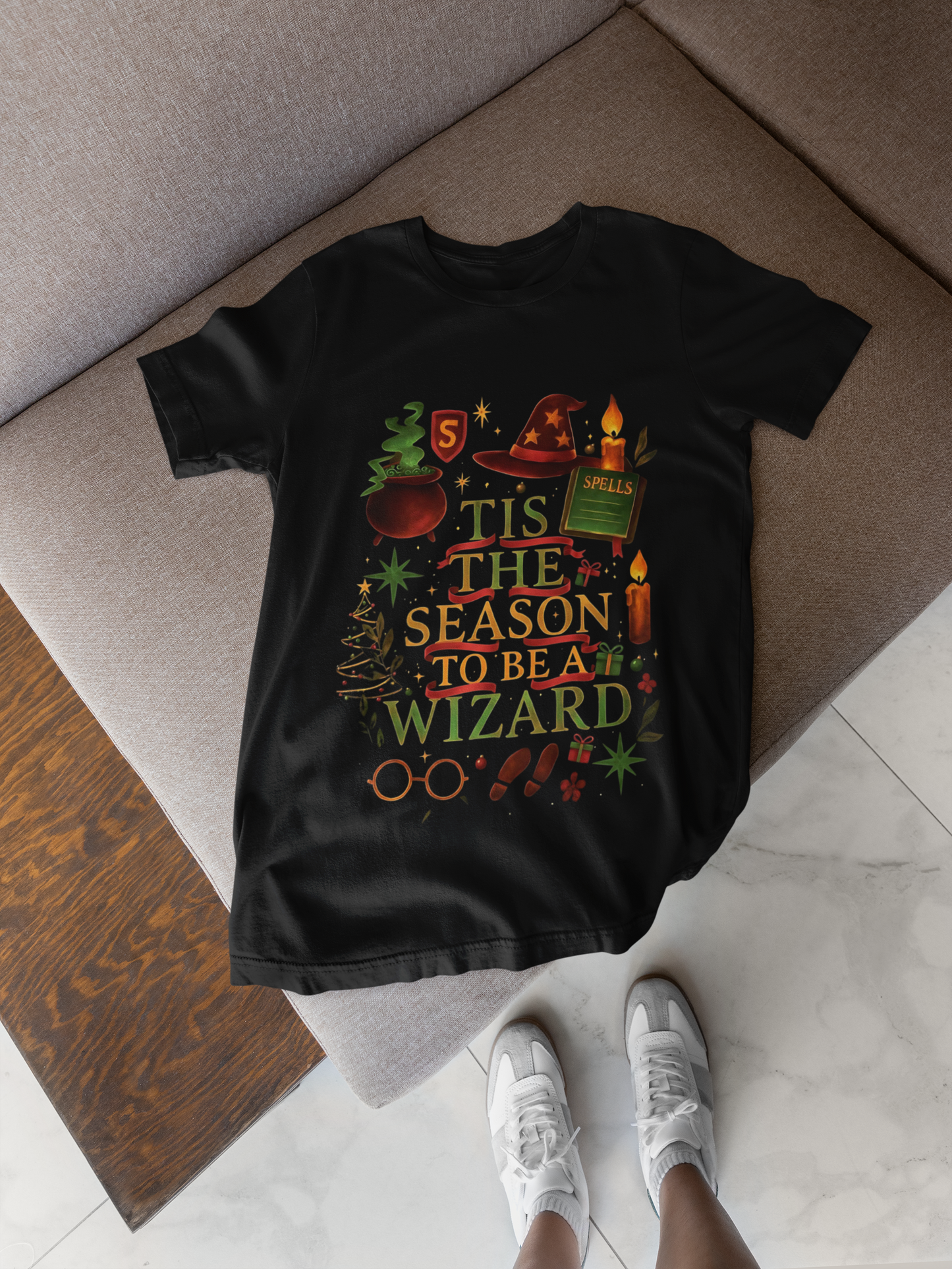 Festive Tis the Season to Be a Wizard Potter Fan Shirt, Perfectly crafted for true potter heads, this tee brings the enchanting aura of Hogwarts into your wardrobe.