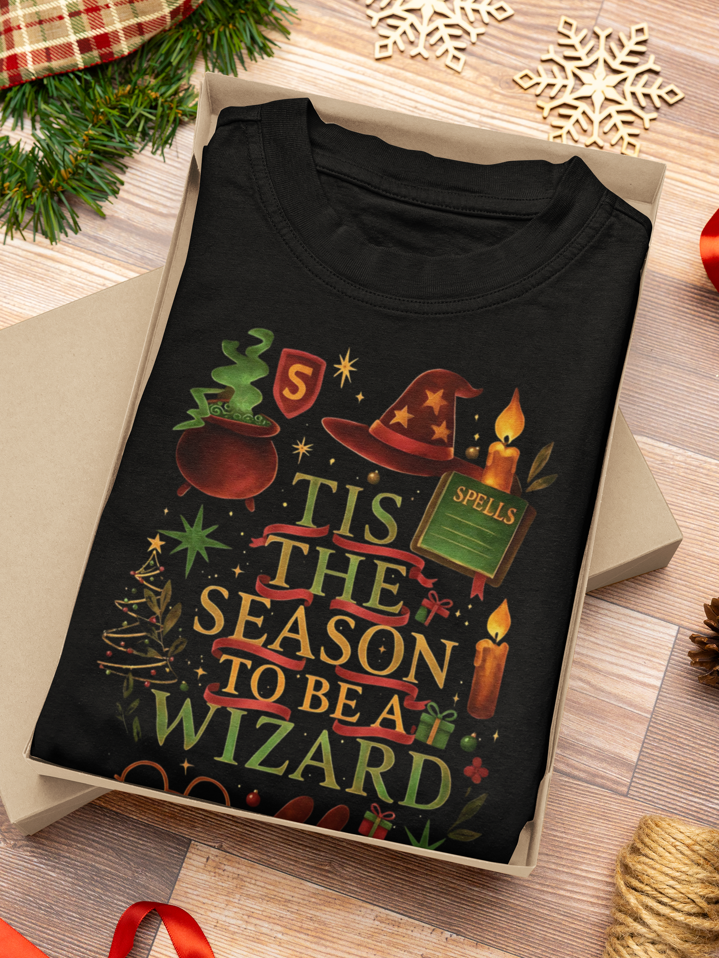 Festive Tis the Season to Be a Wizard Potter Fan Shirt, Perfectly crafted for true potter heads, this tee brings the enchanting aura of Hogwarts into your wardrobe.