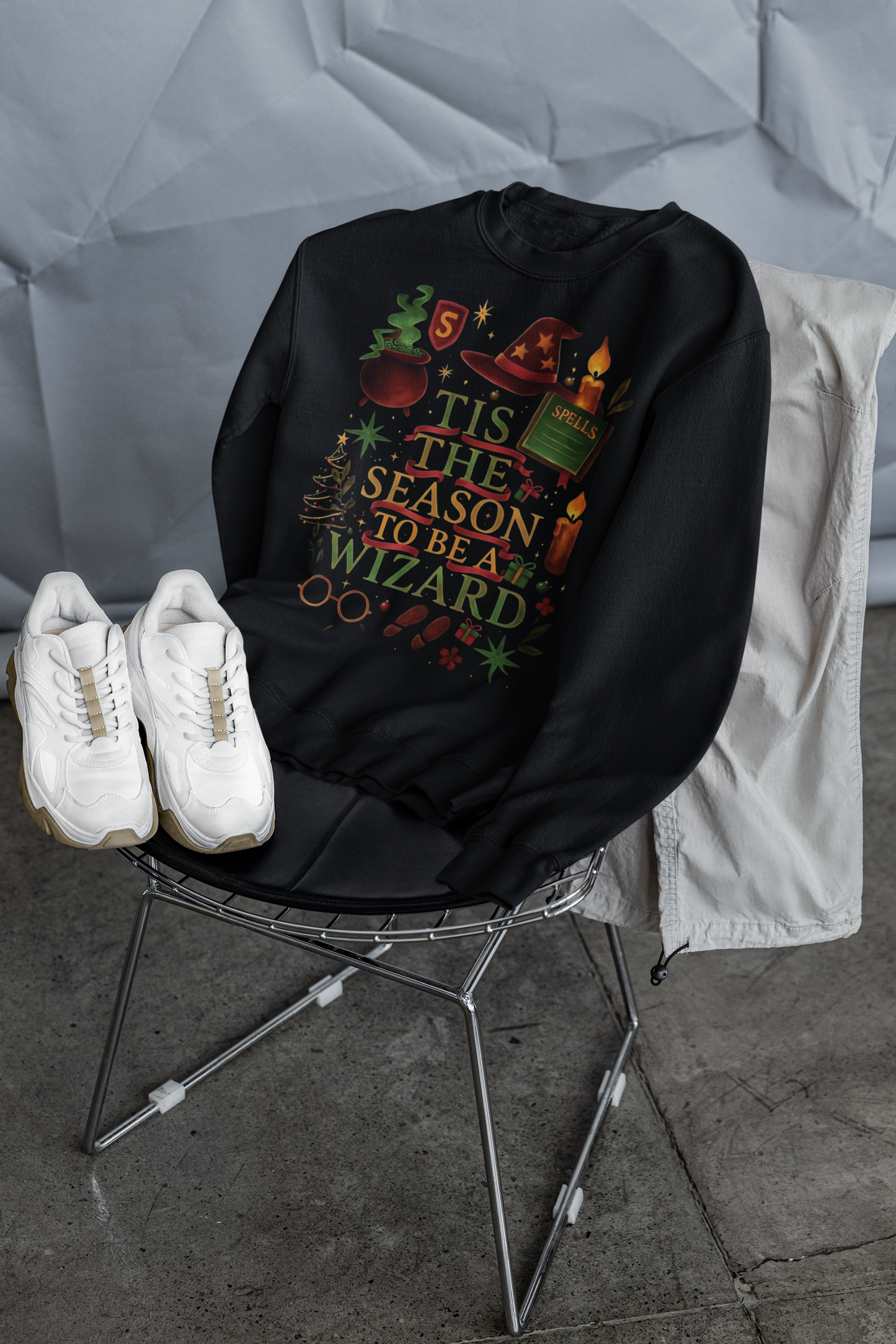 Festive Tis the Season to Be a Wizard Potter Fan Sweater, This enchanting harry potter sweater is a dream come true for any potter head.