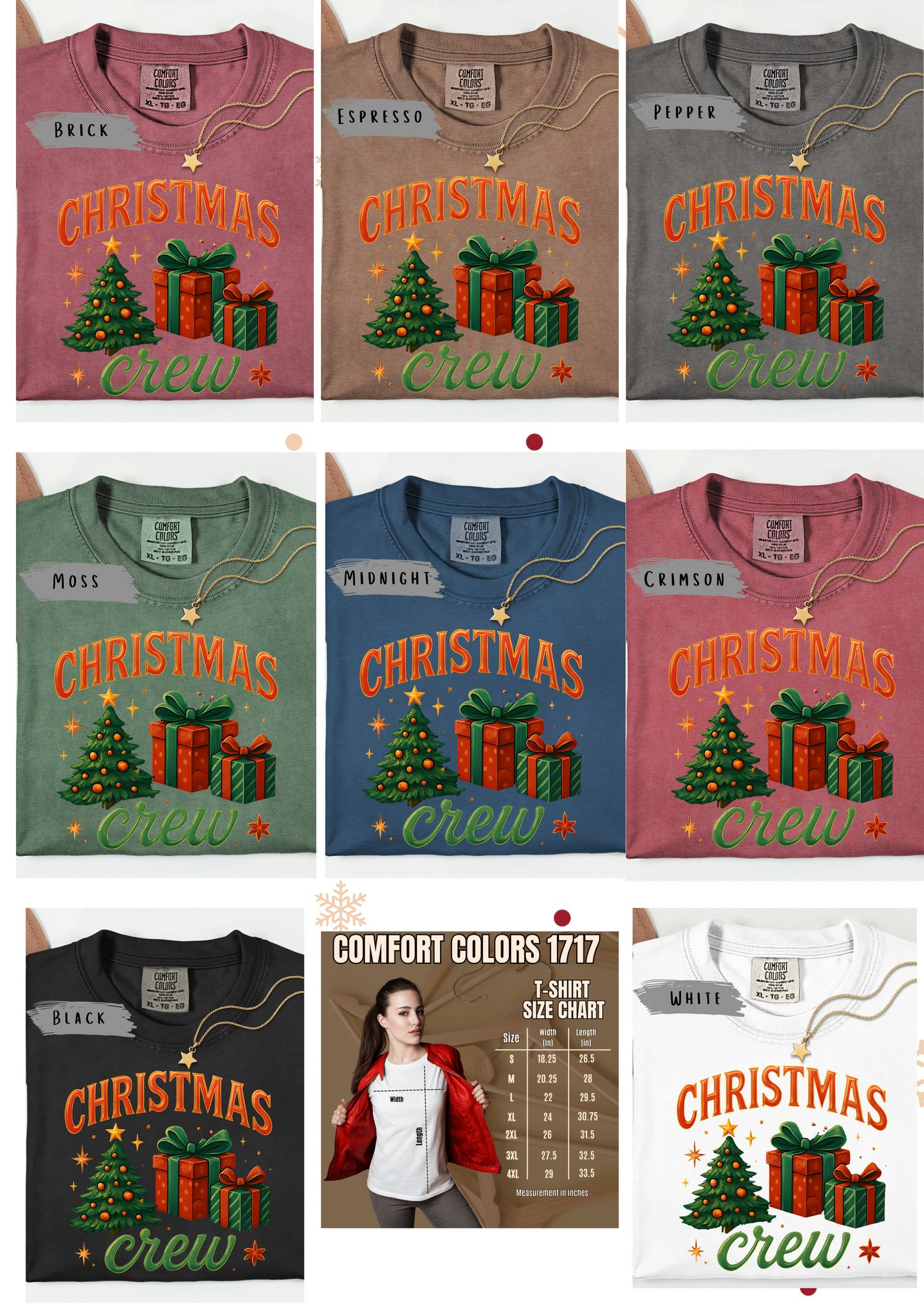 Comfort Colors Christmas Crew T-shirt, Step into the magic of Christmas 2025 with the Comfort Colours Christmas Crew Tee.