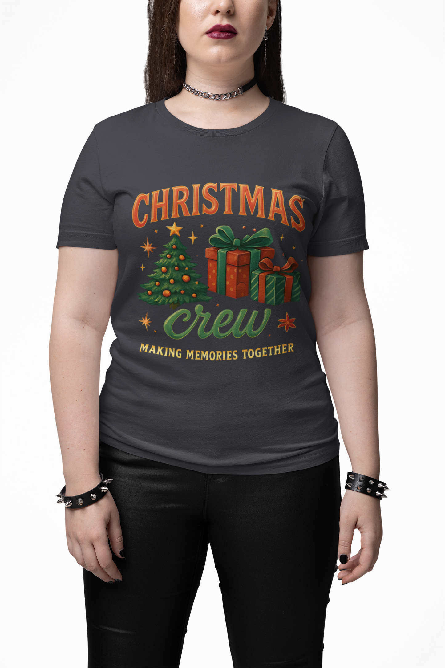 Festive Christmas Crew T-Shirt Bella Canvas, Perfect for the christmas queen in your life, it makes the cutest presents under the tree, or unites loved ones with matching xmas shirts.