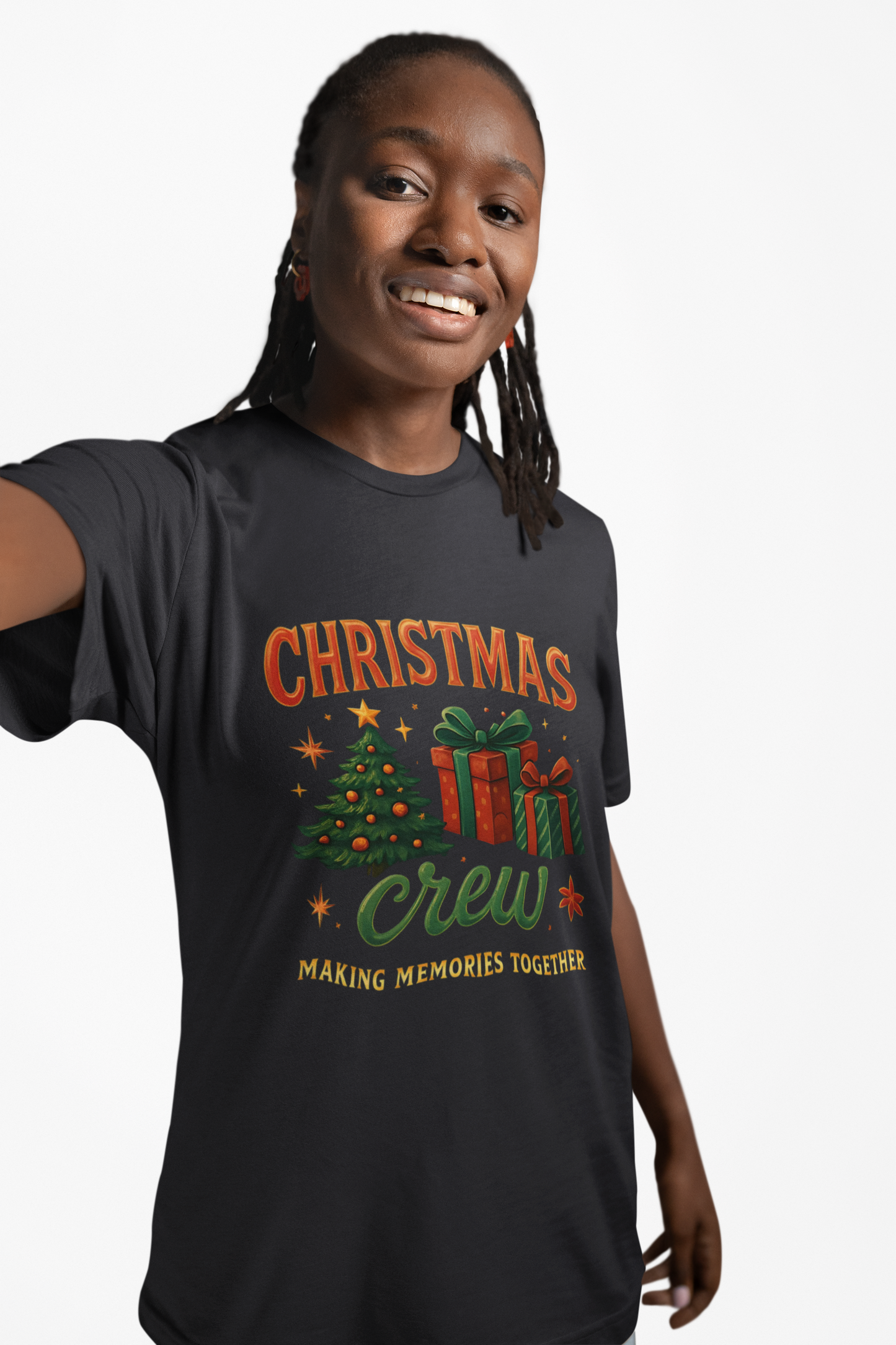 Festive Christmas Crew T-Shirt Bella Canvas, Perfect for the christmas queen in your life, it makes the cutest presents under the tree, or unites loved ones with matching xmas shirts.