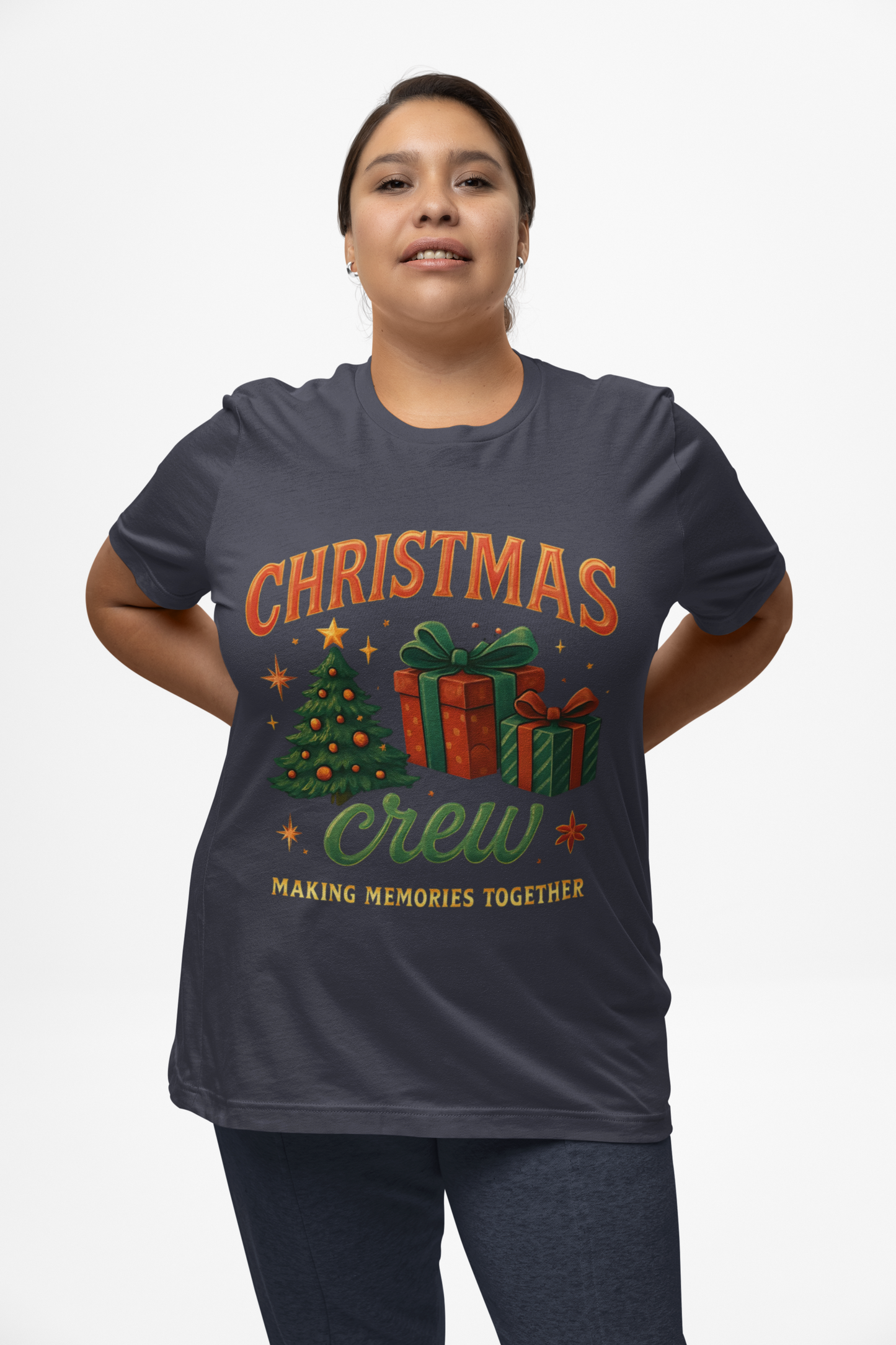 Festive Christmas Crew T-Shirt Bella Canvas, Perfect for the christmas queen in your life, it makes the cutest presents under the tree, or unites loved ones with matching xmas shirts.