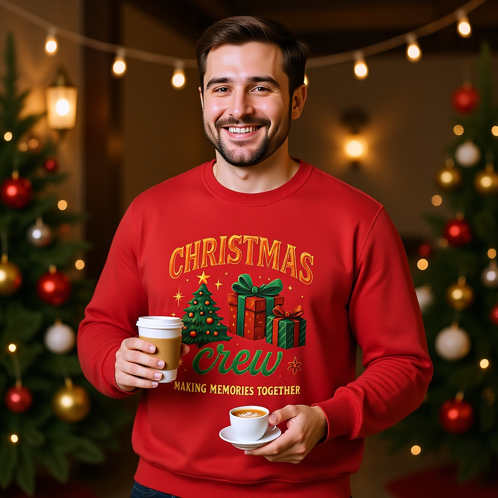 Festive Christmas Crew Sweatshirt, This cute winter shirt captures the essence of cheerful gatherings and joyful xmas jumper day celebrations.