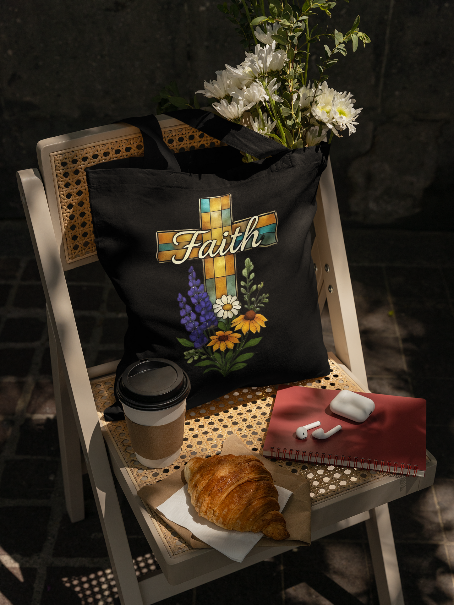 Christianity Faith Tote Bag, this Religious Tote bag carries the beauty of religious faith to every bible study and church gathering, or the perfect gift idea.
