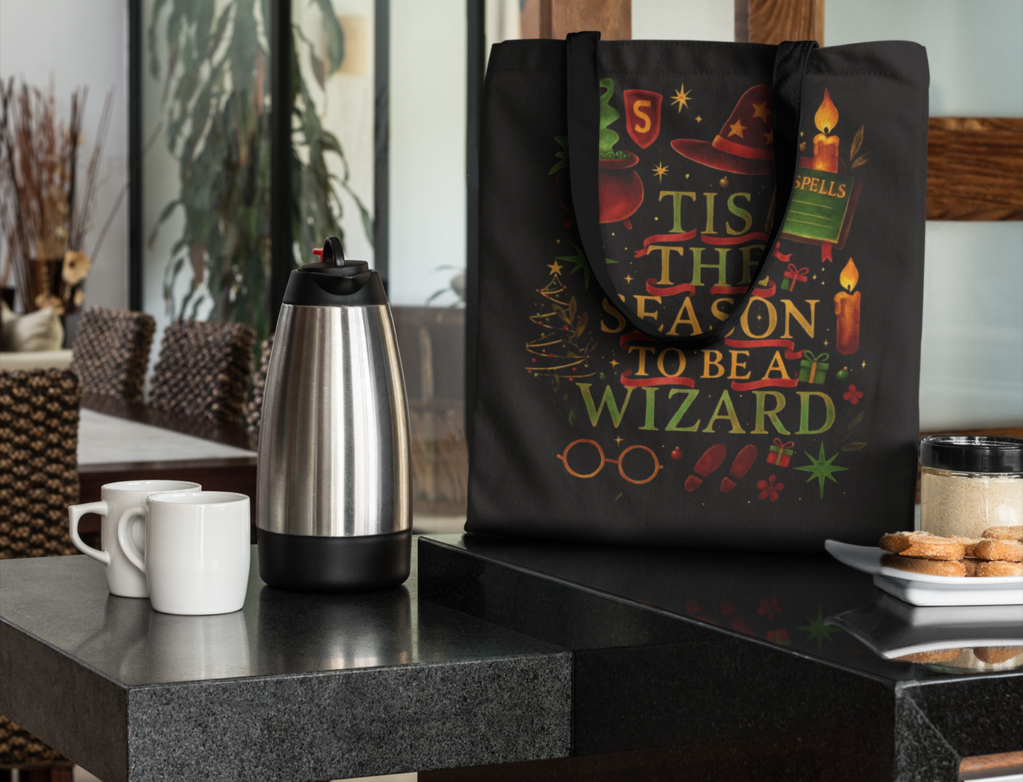 Tis the Season to be a Wizard Xmas Tote Bag, With its charming design, this xmas tote bag doubles as a delightful Christmas Eve bag.