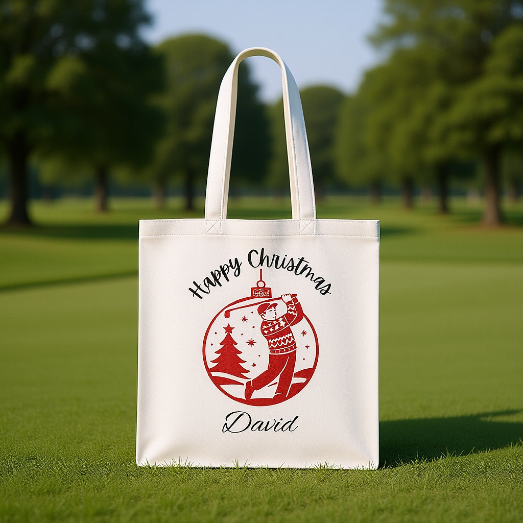 Personalised Christmas Golfer Tote Bag, that's perfect for any golf enthusiast or a thoughtful secret santa idea.