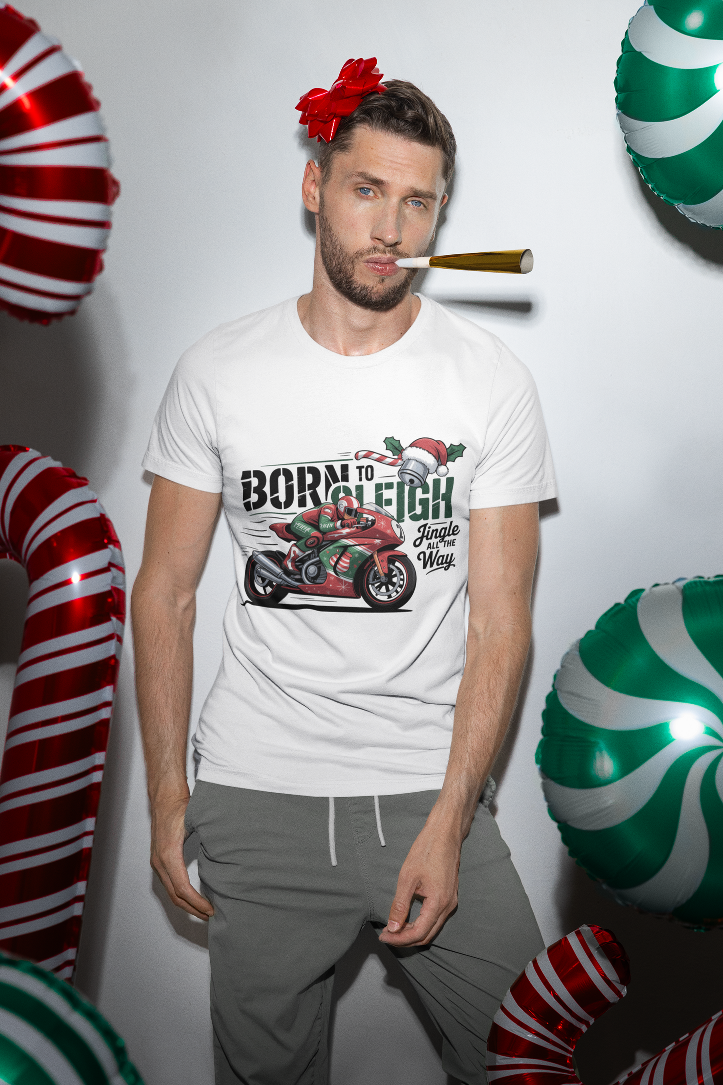 Jingle Bells Biker T-shirt, Motorcycle Shirt, this motorcycle shirt captures the spirit of the season and the open road. Perfect as a biker christmas gift.