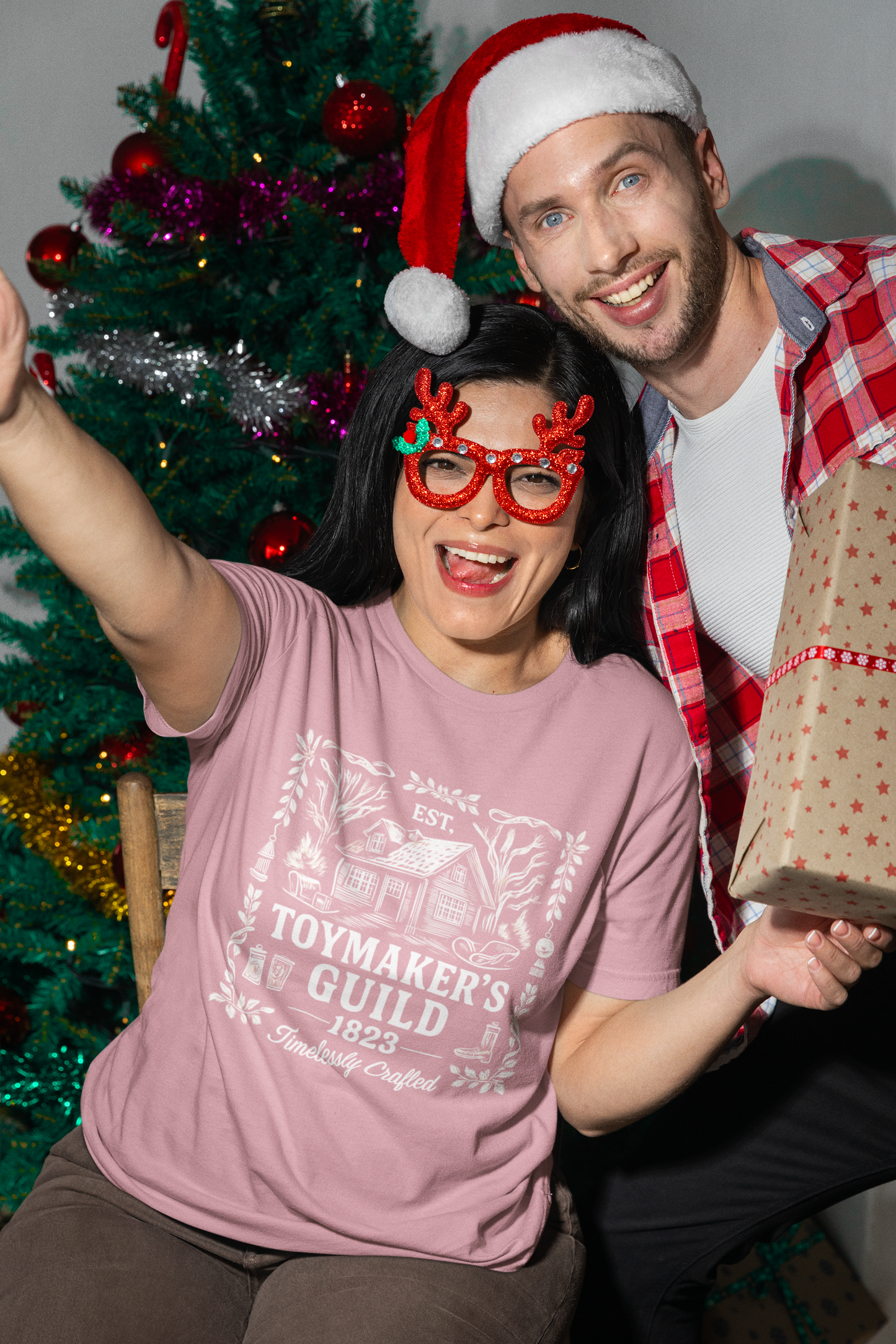 Nostalgic Christmas Tee, Vintage Toymaker Guild, a delightful nod to the nostalgic charm of Christmas past, a heart warming secret Santa idea.