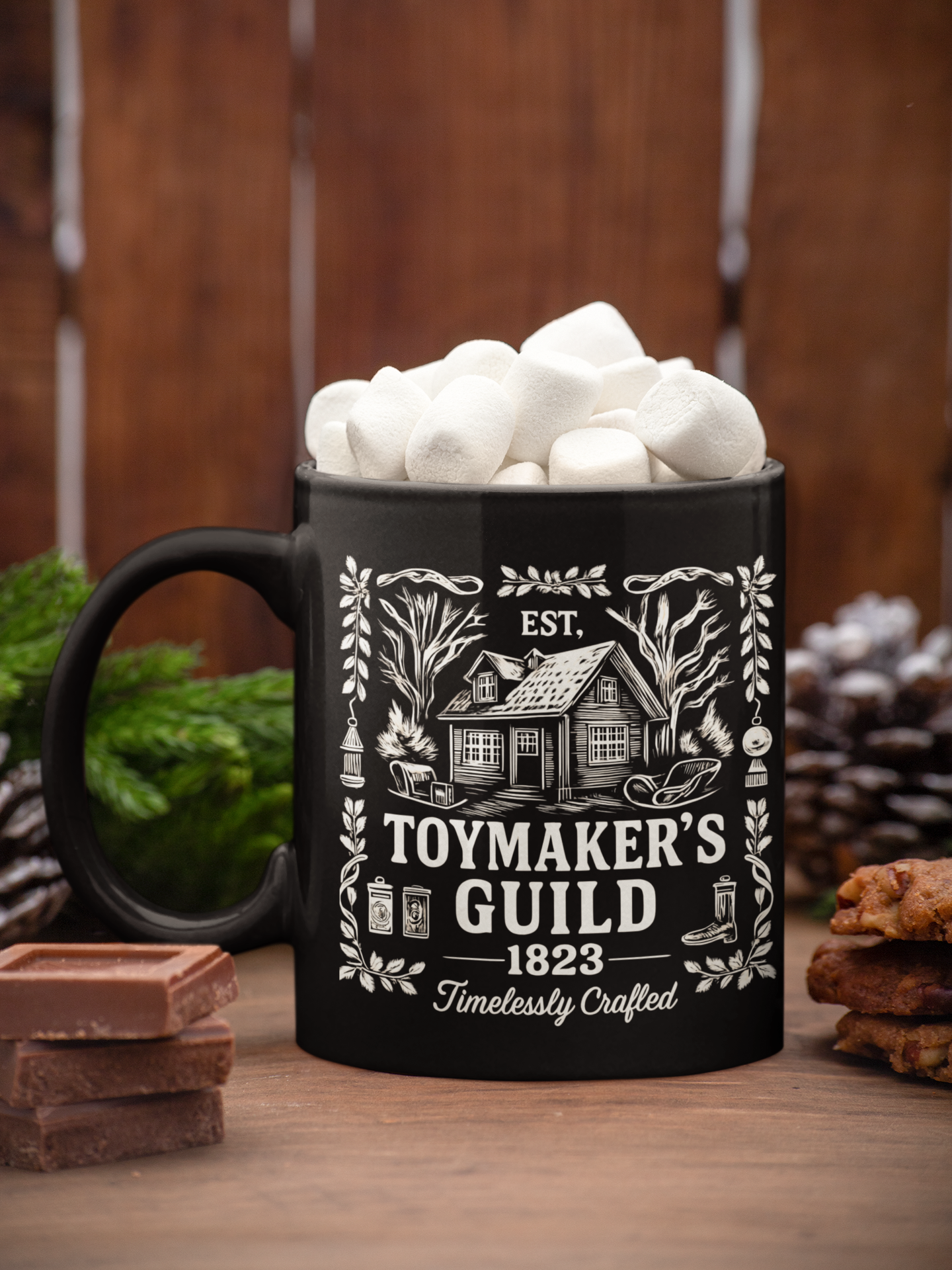 Vintage Toymakers Guild Christmas Mug • Retro Holiday Coffee Cup • Vintage Christmas Ceramic Gift • Retro Santa Mug Collectible