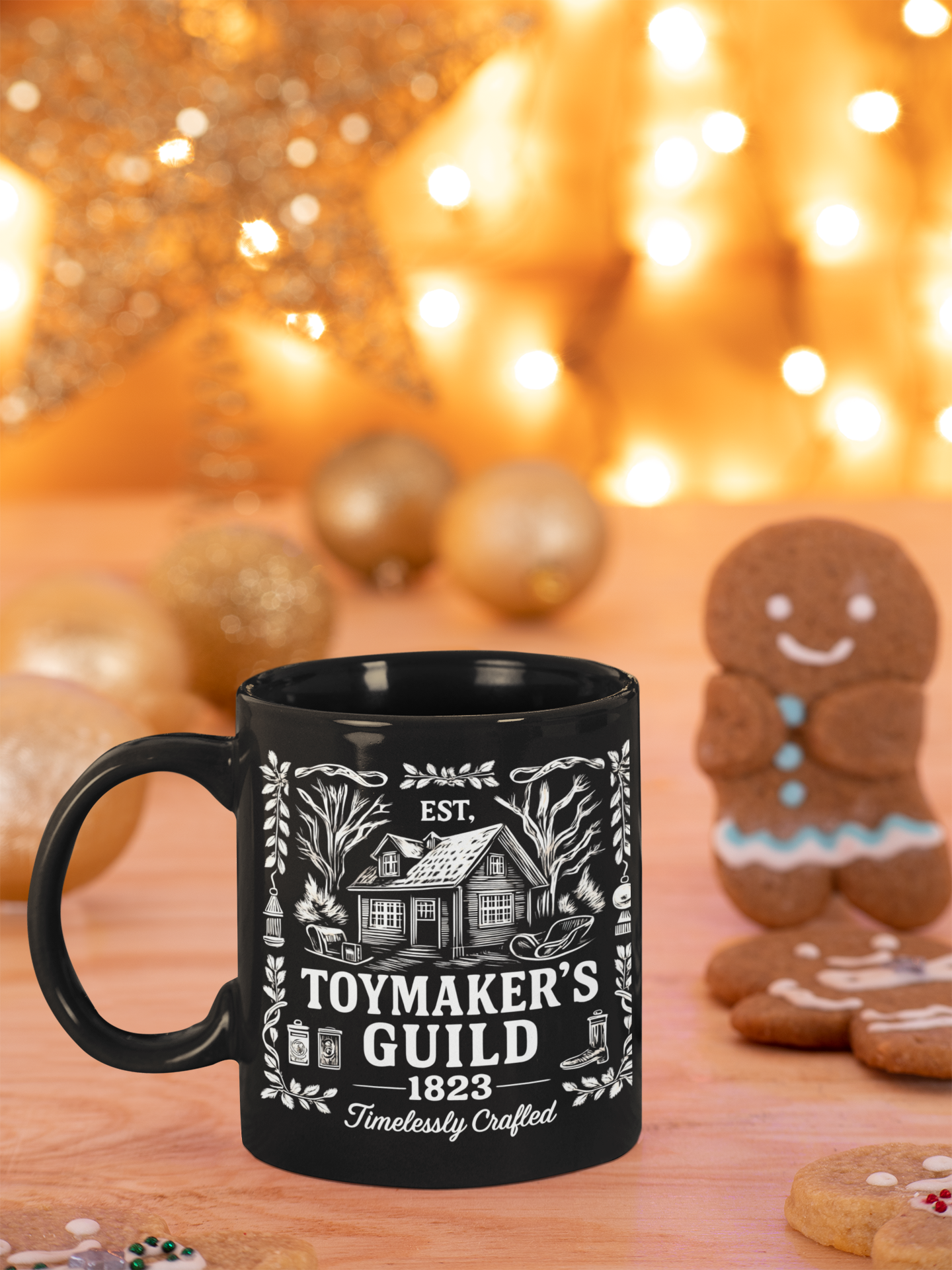 Vintage Toymakers Guild Christmas Mug • Retro Holiday Coffee Cup • Vintage Christmas Ceramic Gift • Retro Santa Mug Collectible