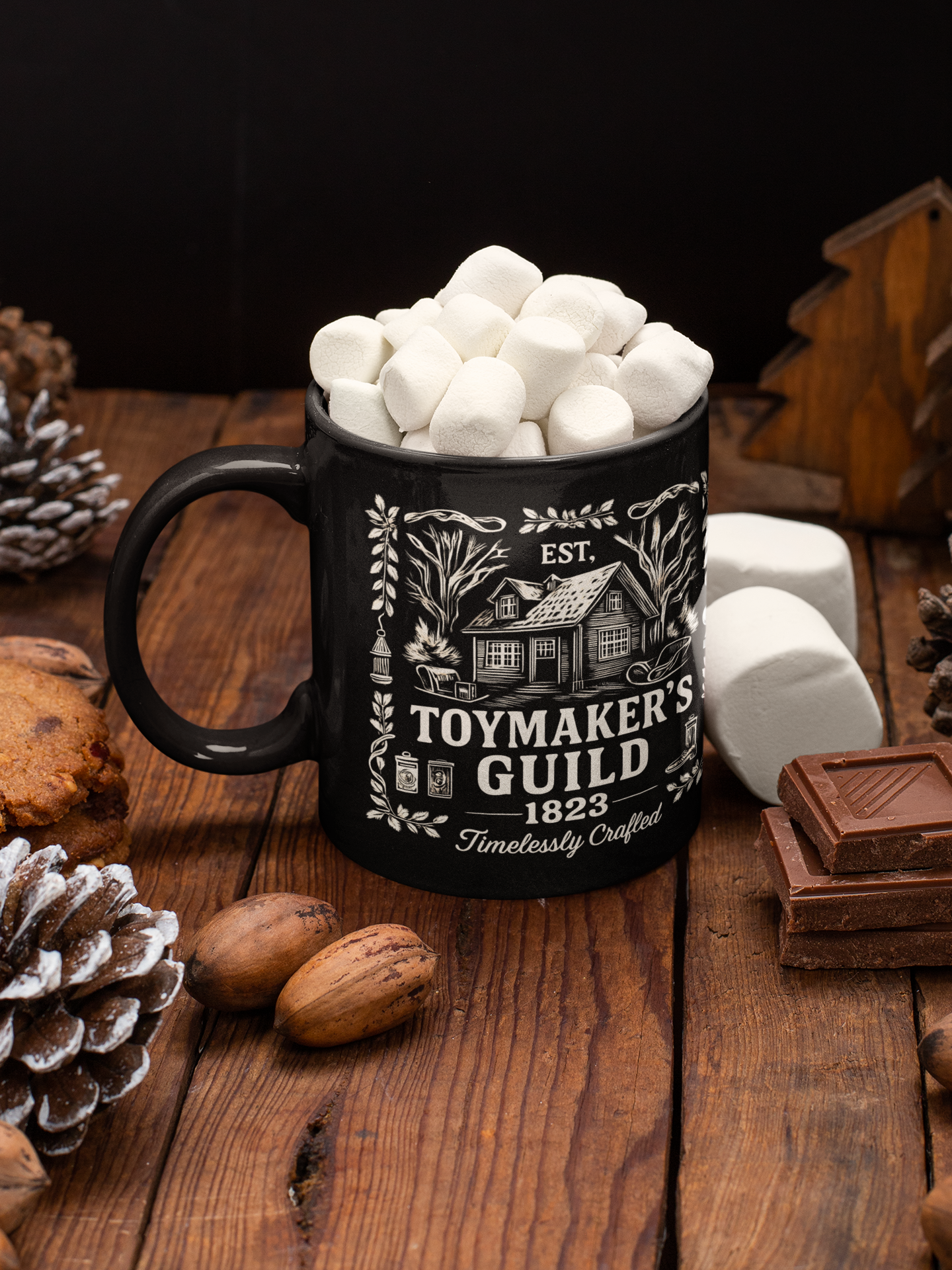 Vintage Toymakers Guild Christmas Mug • Retro Holiday Coffee Cup • Vintage Christmas Ceramic Gift • Retro Santa Mug Collectible
