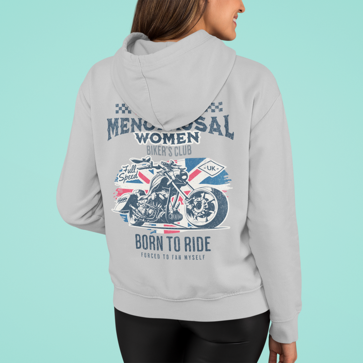 Menopausal Women's Biker Club Full Zip Hoodie, Menopause Humor, Zipup Hoodie, Motorcycle Clothes, Rider Hoodie, Menopause Gift