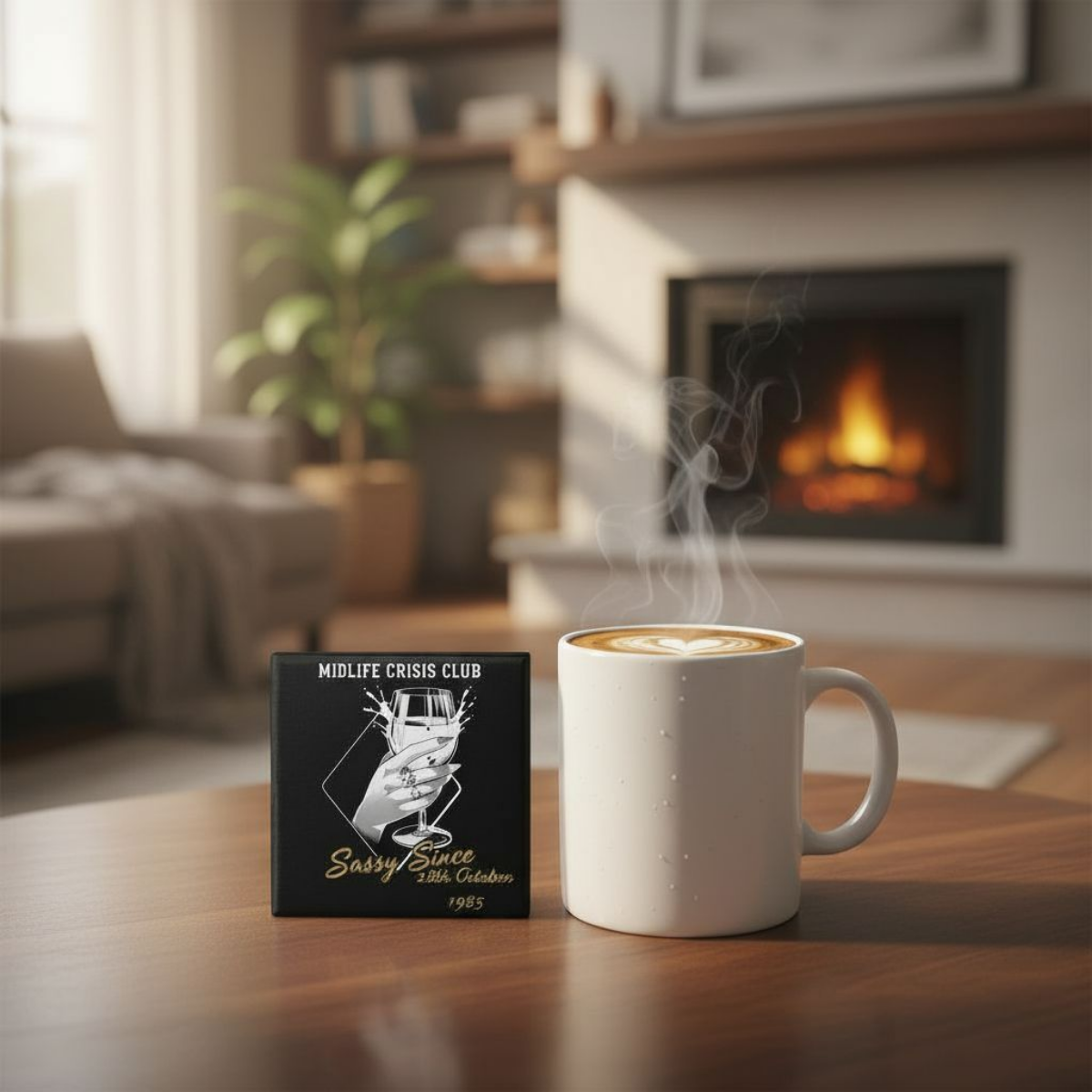 Personalised Midlife Crisis Coaster | Funny Ceramic Drink Coaster Gift for Women 40s 50s | Birthday Gift