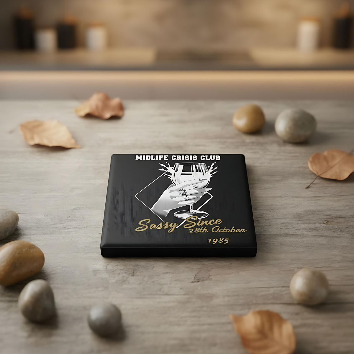 Personalised Midlife Crisis Coaster | Funny Ceramic Drink Coaster Gift for Women 40s 50s | Birthday Gift