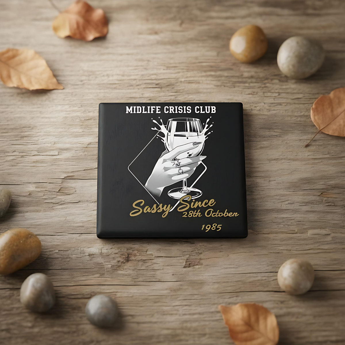 Personalised Midlife Crisis Coaster | Funny Ceramic Drink Coaster Gift for Women 40s 50s | Birthday Gift