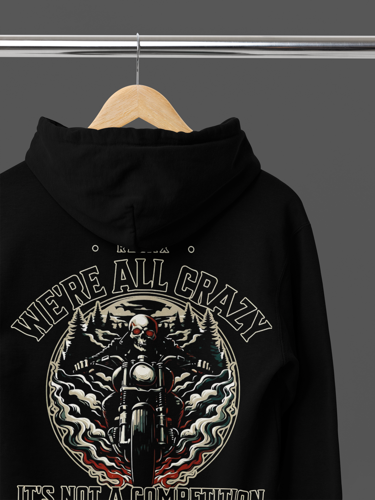 We're All Crazy Biker Hoodie, Full Zip, Motorcycle Hoodie,Relax Skull Hoodie,Biker Apparel,Rider Hoodie,Bike Life Hoodie,Rider Hoodie,
