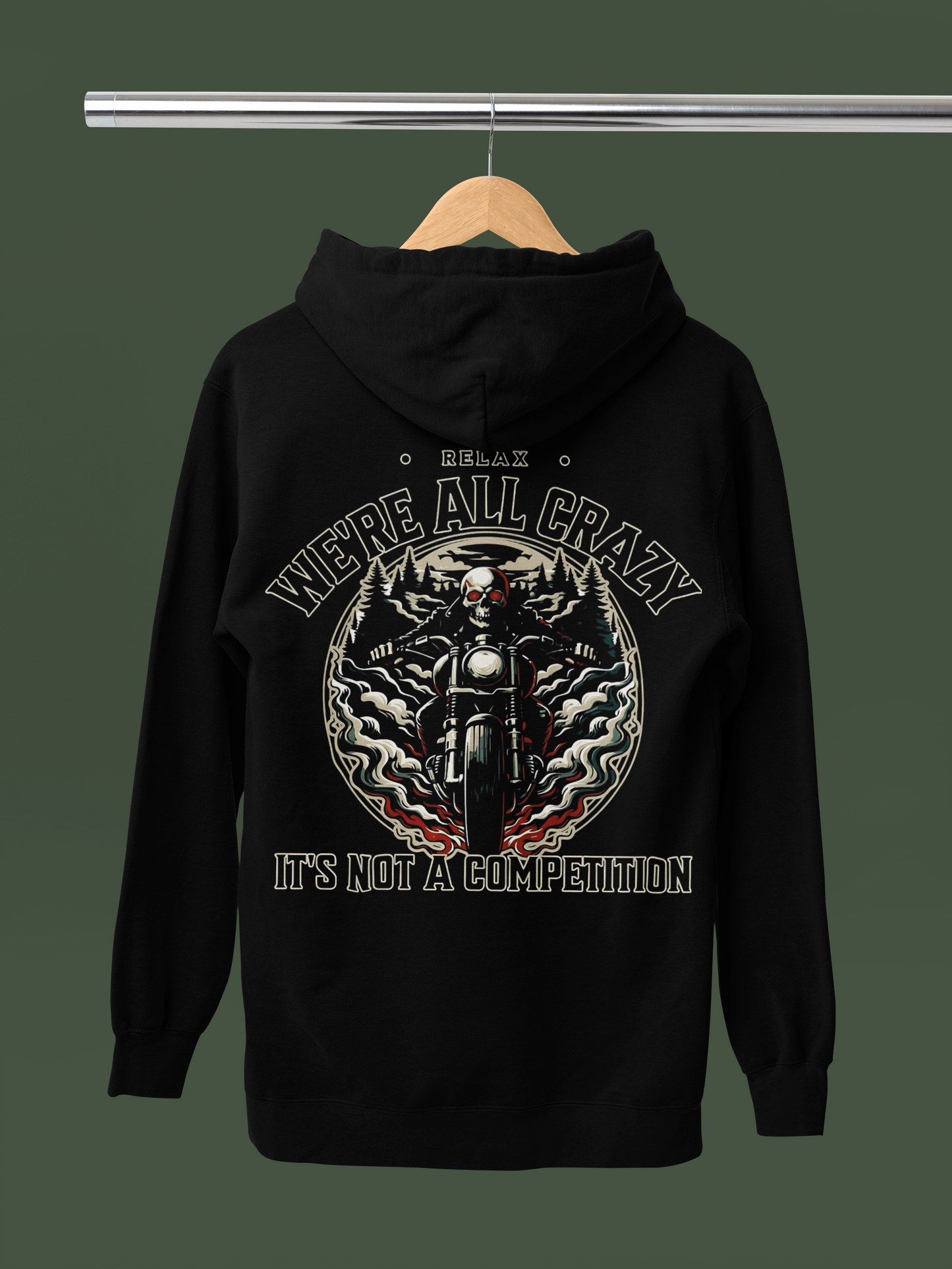 We're All Crazy Biker Hoodie, Full Zip, Motorcycle Hoodie,Relax Skull Hoodie,Biker Apparel,Rider Hoodie,Bike Life Hoodie,Rider Hoodie,
