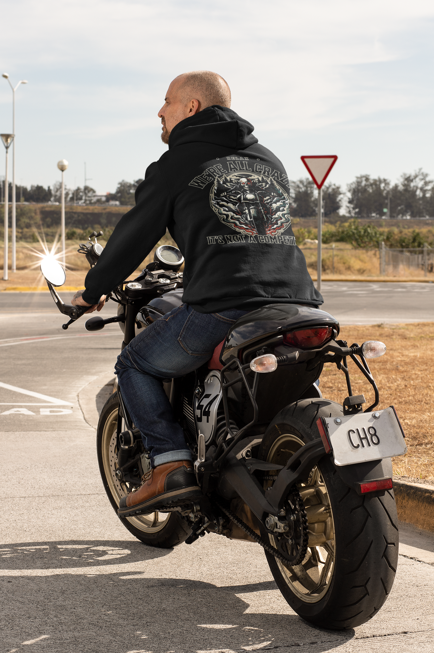 We're All Crazy Biker Hoodie, Full Zip, Motorcycle Hoodie,Relax Skull Hoodie,Biker Apparel,Rider Hoodie,Bike Life Hoodie,Rider Hoodie,