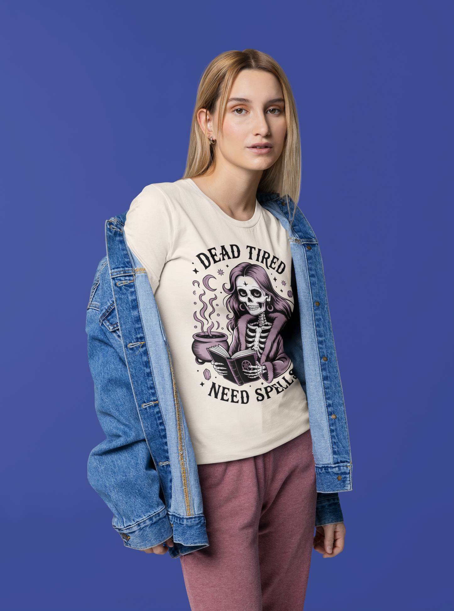 Dead Tired Need Spells Witchy T-Shirt, Skeleton Graphic Tee, witchy stuff, Witchcraft Shirt, Witchy Clothes, Witchcore, Wiccan Apparel