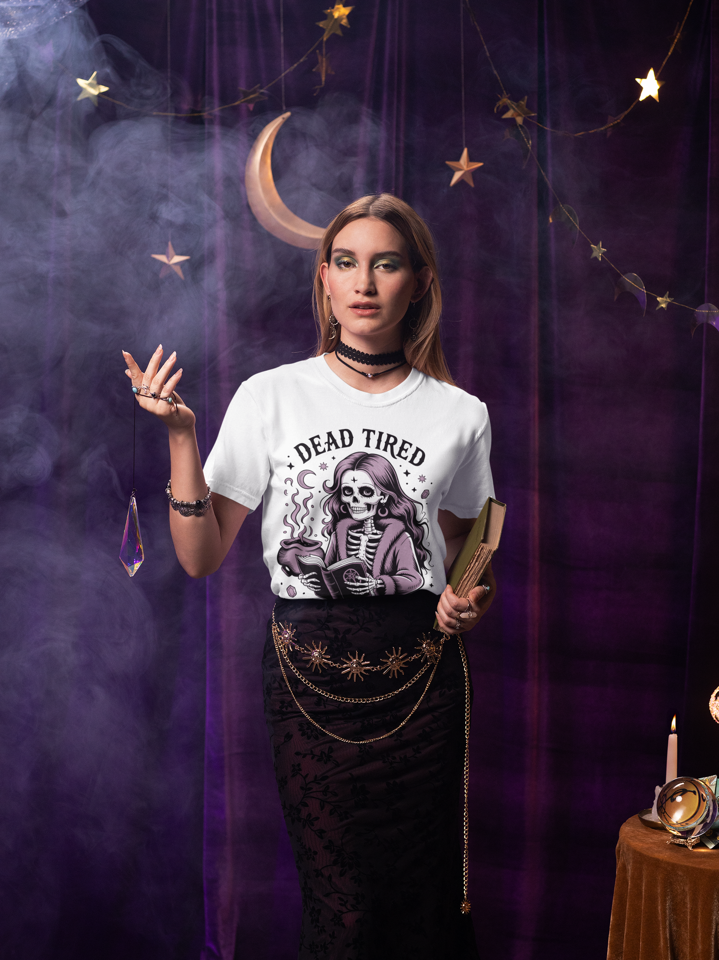 Dead Tired Need Spells Witchy T-Shirt, Skeleton Graphic Tee, witchy stuff, Witchcraft Shirt, Witchy Clothes, Witchcore, Wiccan Apparel
