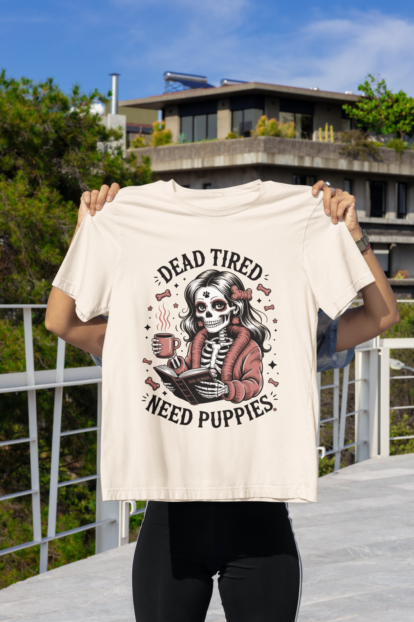 Dead Tired Need Puppies T-shirt, Skeleton Graphic Tee, Dog Mom Apparel, Puppy Love Shirt, Dog Lover Gift, Woof, Dog Bone Shirt, Paw Print