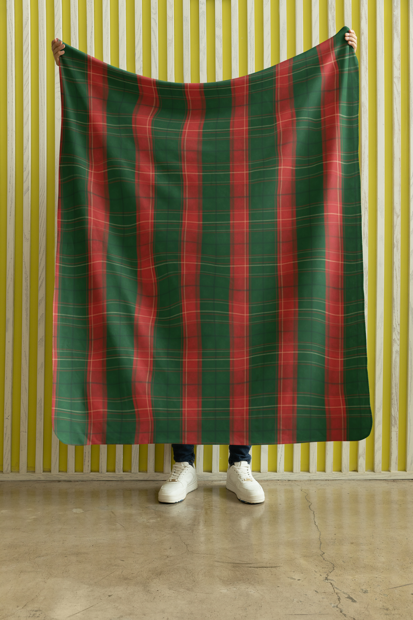 Christmas Plaid Sherpa Blanket, Plaid Sherpa Throw.
