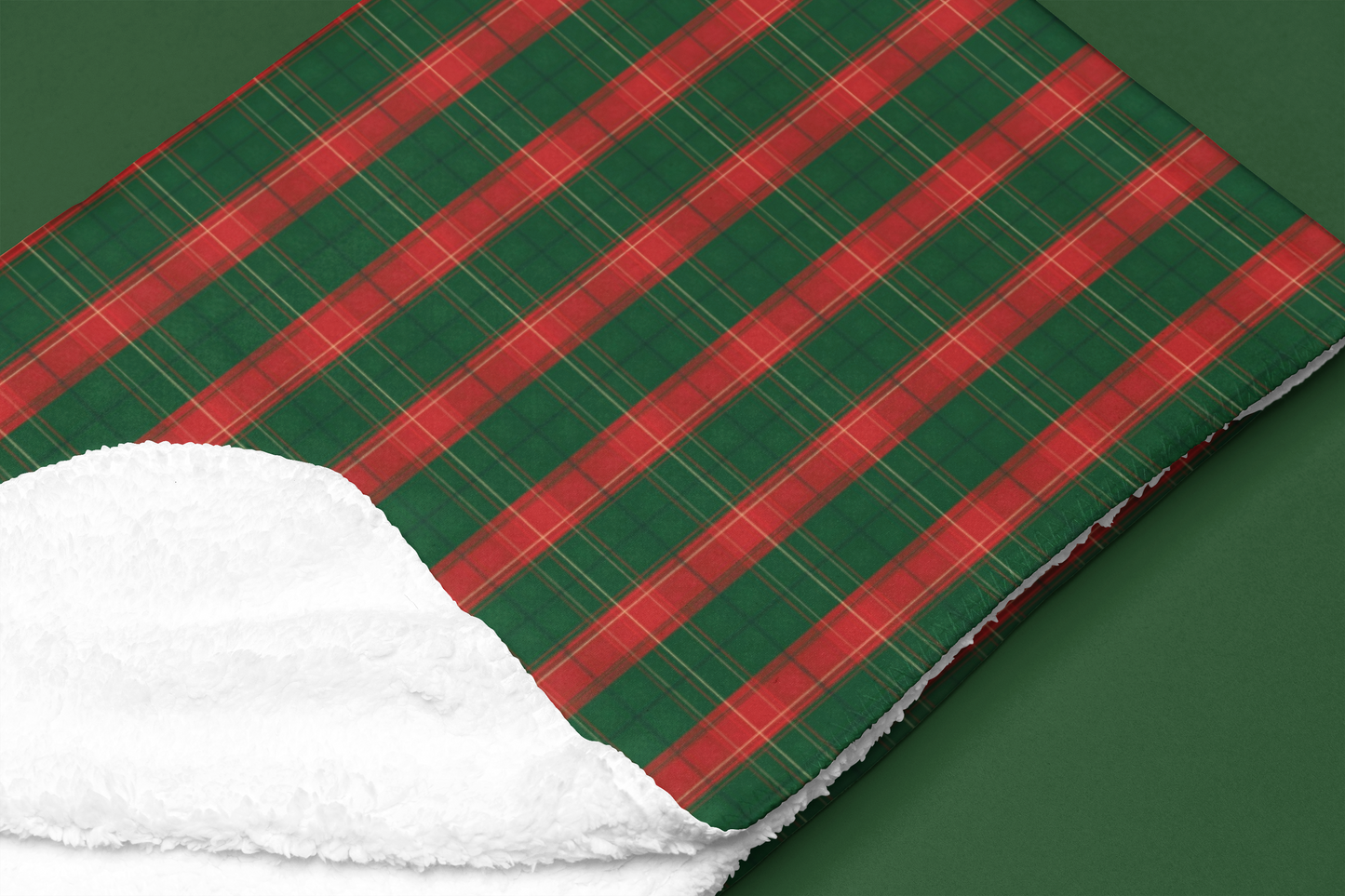 Christmas Plaid Sherpa Blanket, Plaid Sherpa Throw.