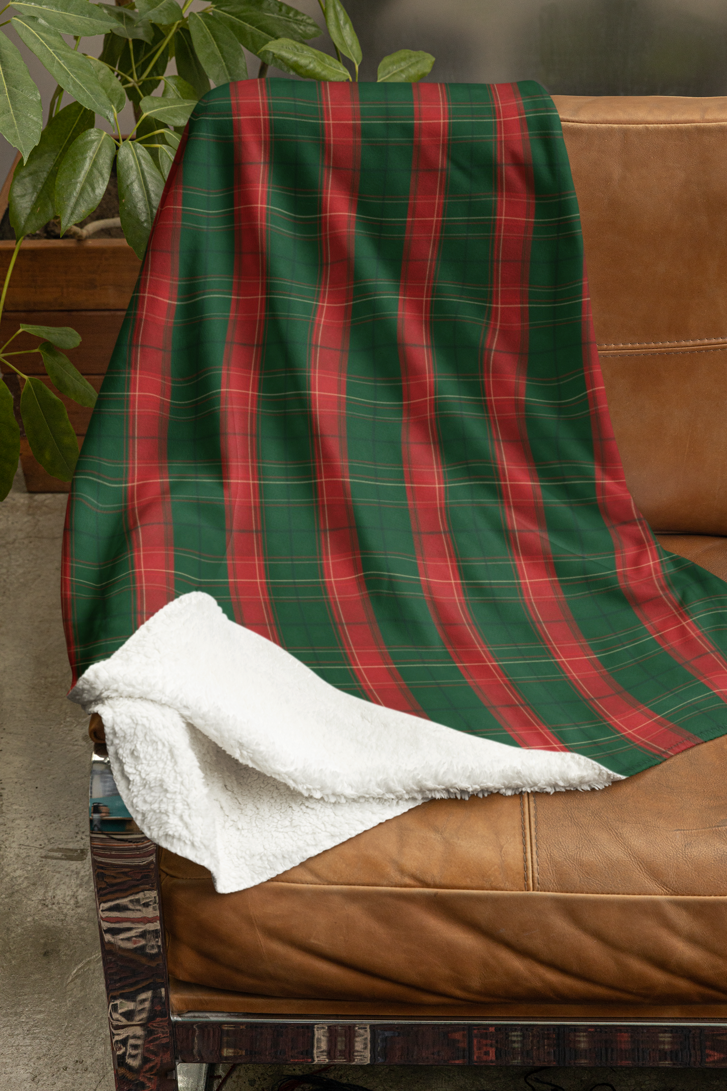 Christmas Plaid Sherpa Blanket, Plaid Sherpa Throw.