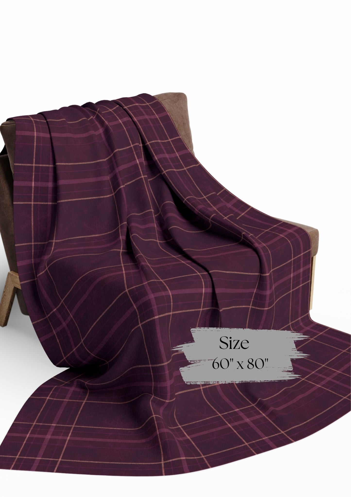Christmas Plum Plaid Arctic Fleece Blanket, Warm Throw Blanket.
