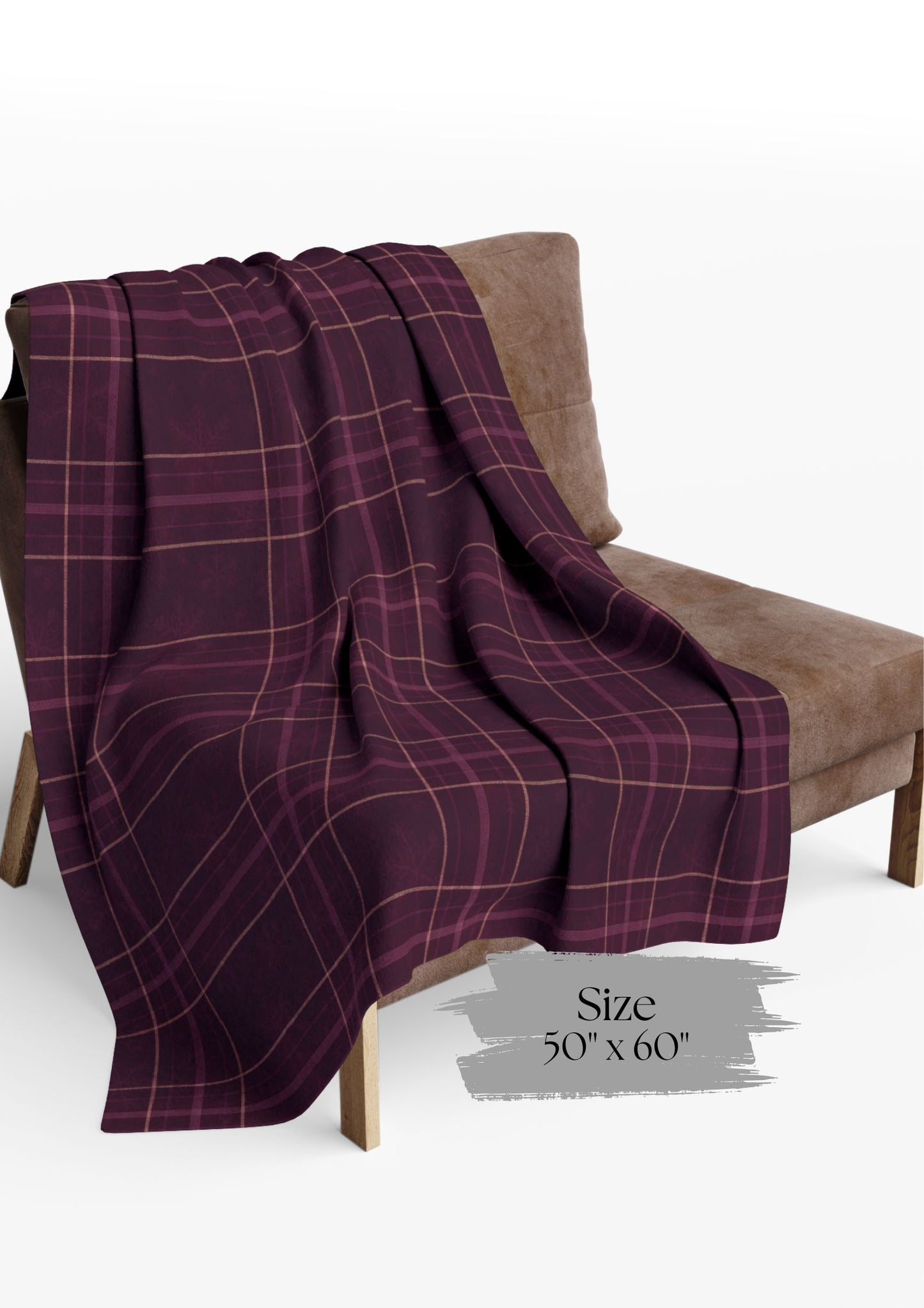 Christmas Plum Plaid Arctic Fleece Blanket, Warm Throw Blanket.