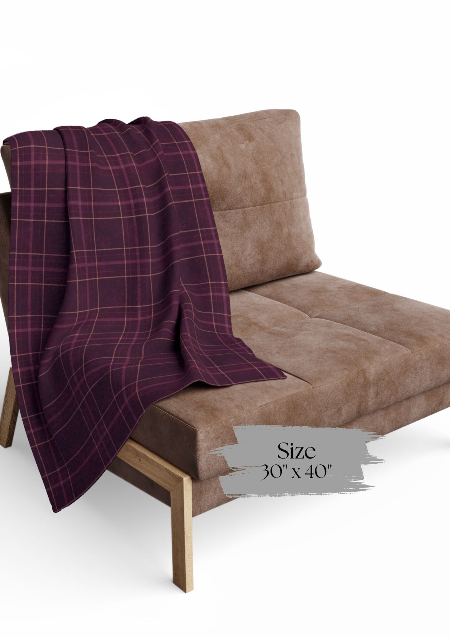 Christmas Plum Plaid Arctic Fleece Blanket, Warm Throw Blanket.