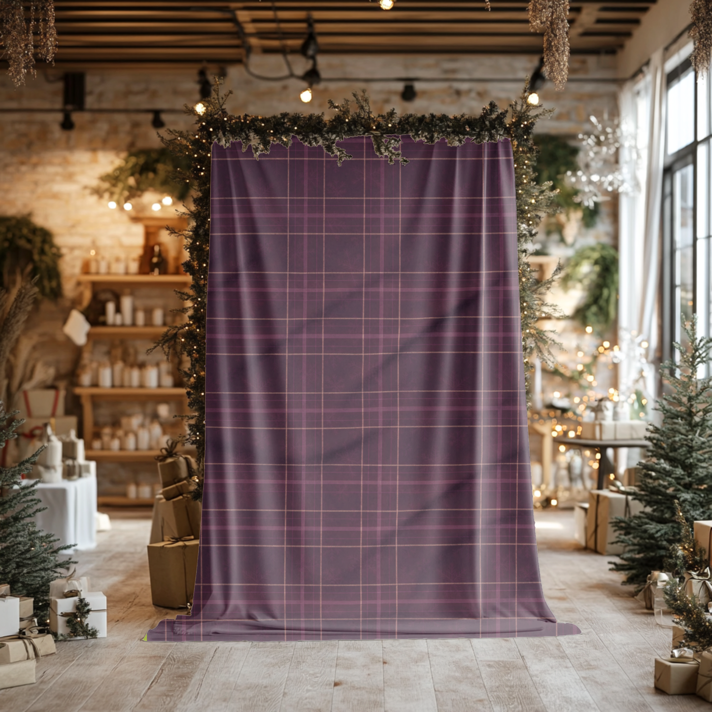 Christmas Plum Plaid Arctic Fleece Blanket, Warm Throw Blanket.