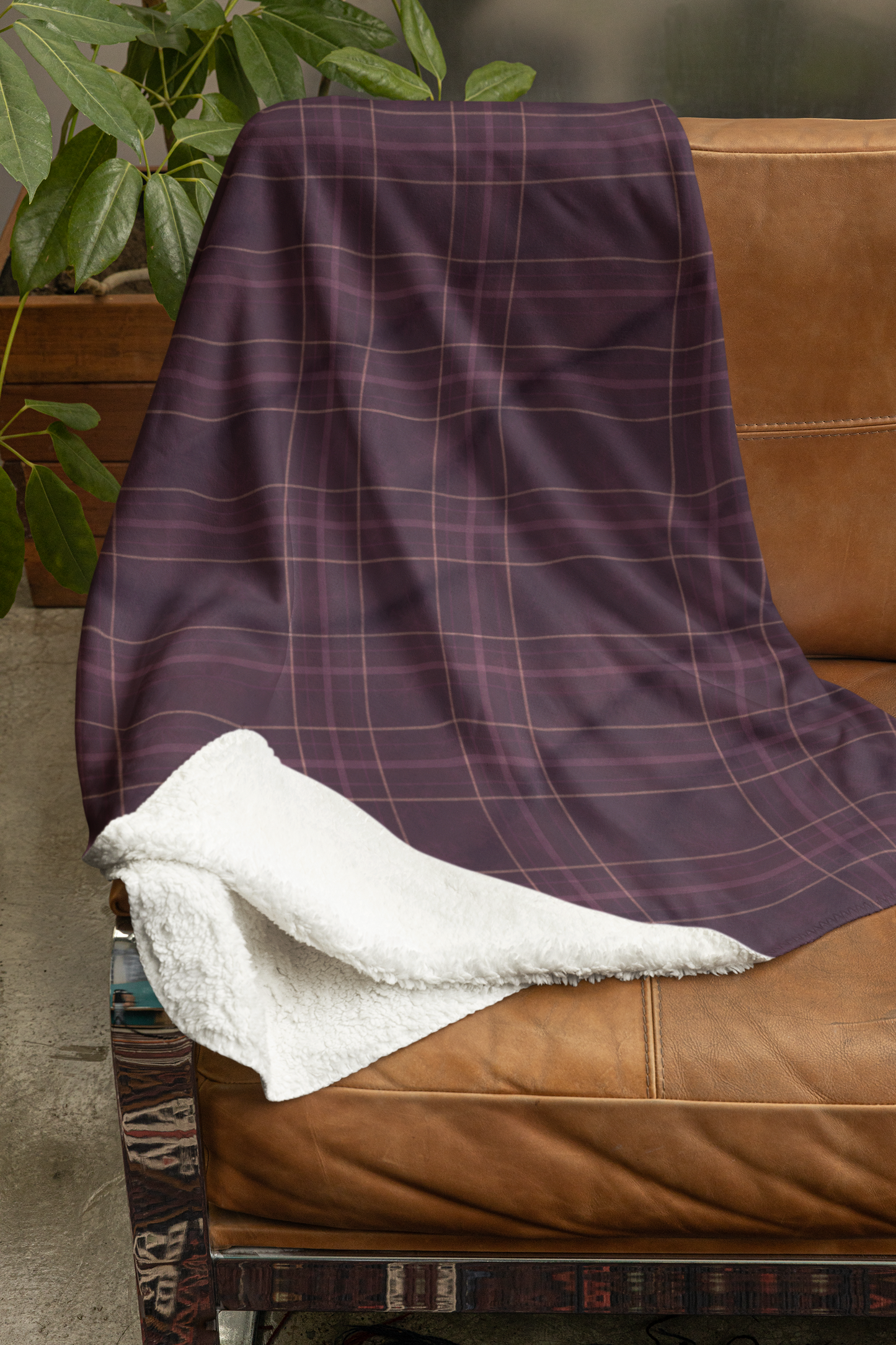 Christmas Plum Plaid Sherpa Blanket, Plaid Sherpa Throw, Warm Throw Blanket, Soft Fleece Blanket, Plaid Blanket, Plaid Throw Blanket