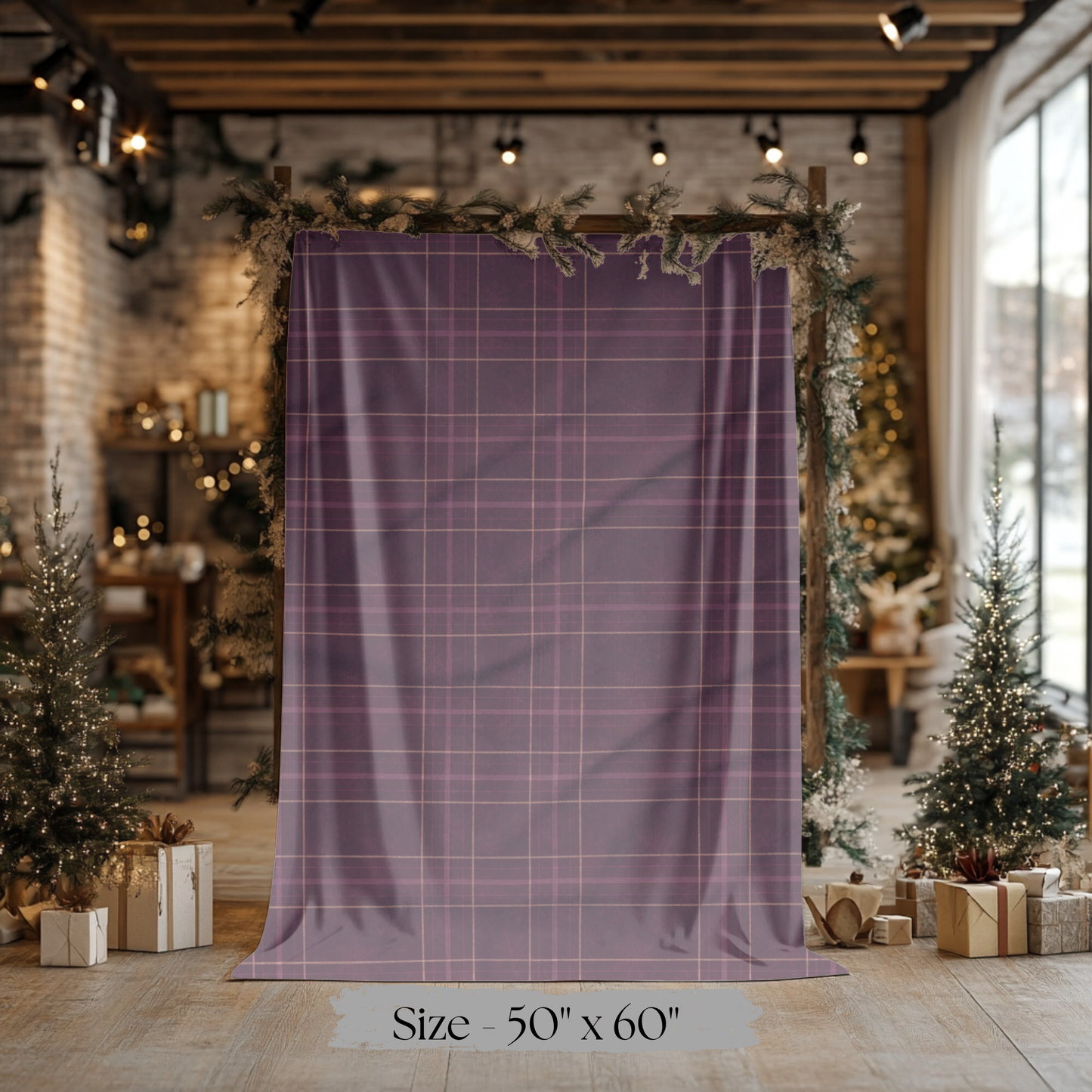 Christmas Plum Plaid Sherpa Blanket, Plaid Sherpa Throw, Warm Throw Blanket, Soft Fleece Blanket, Plaid Blanket, Plaid Throw Blanket